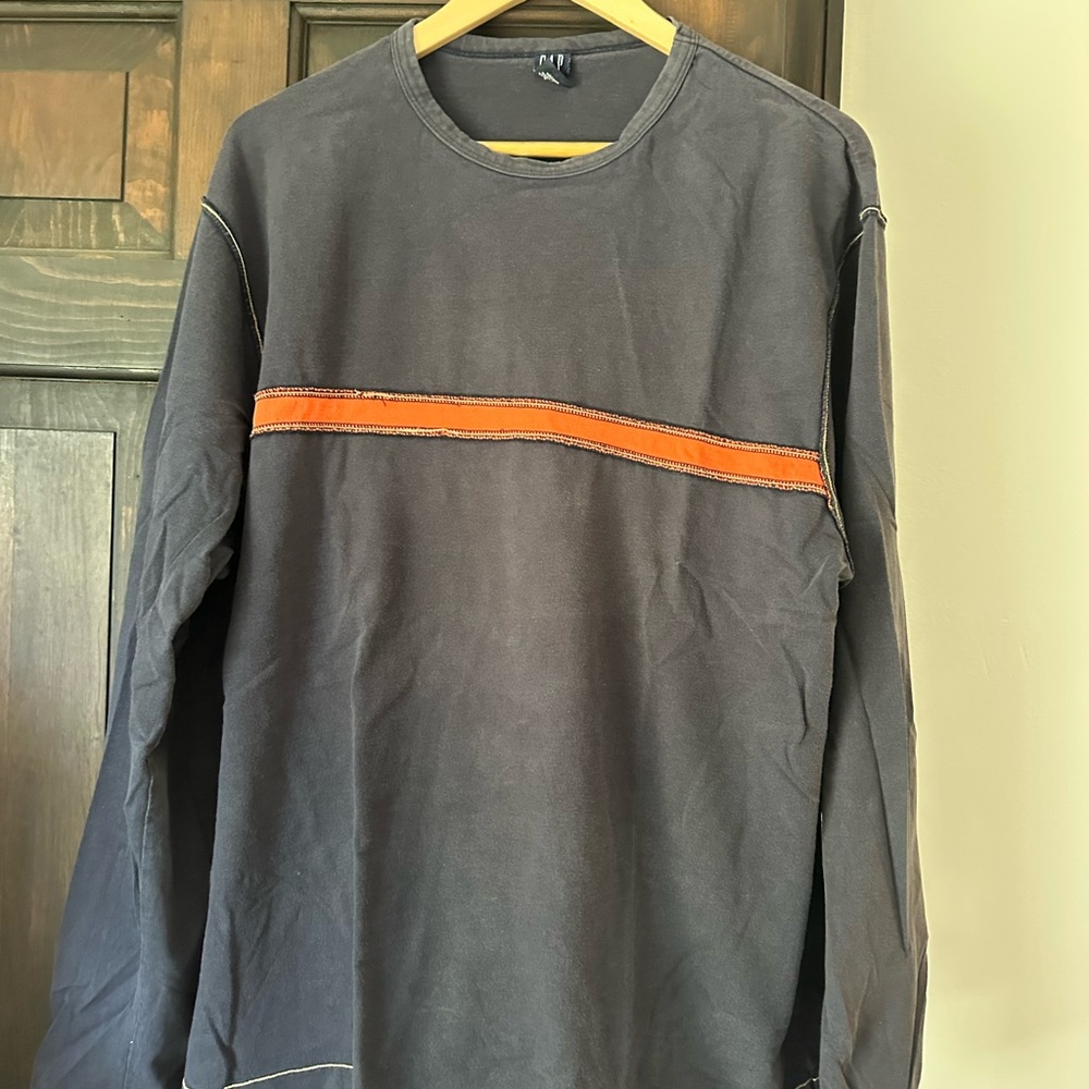 GAP Black and Orange Long Sleeve Tee with Sporty Stripe